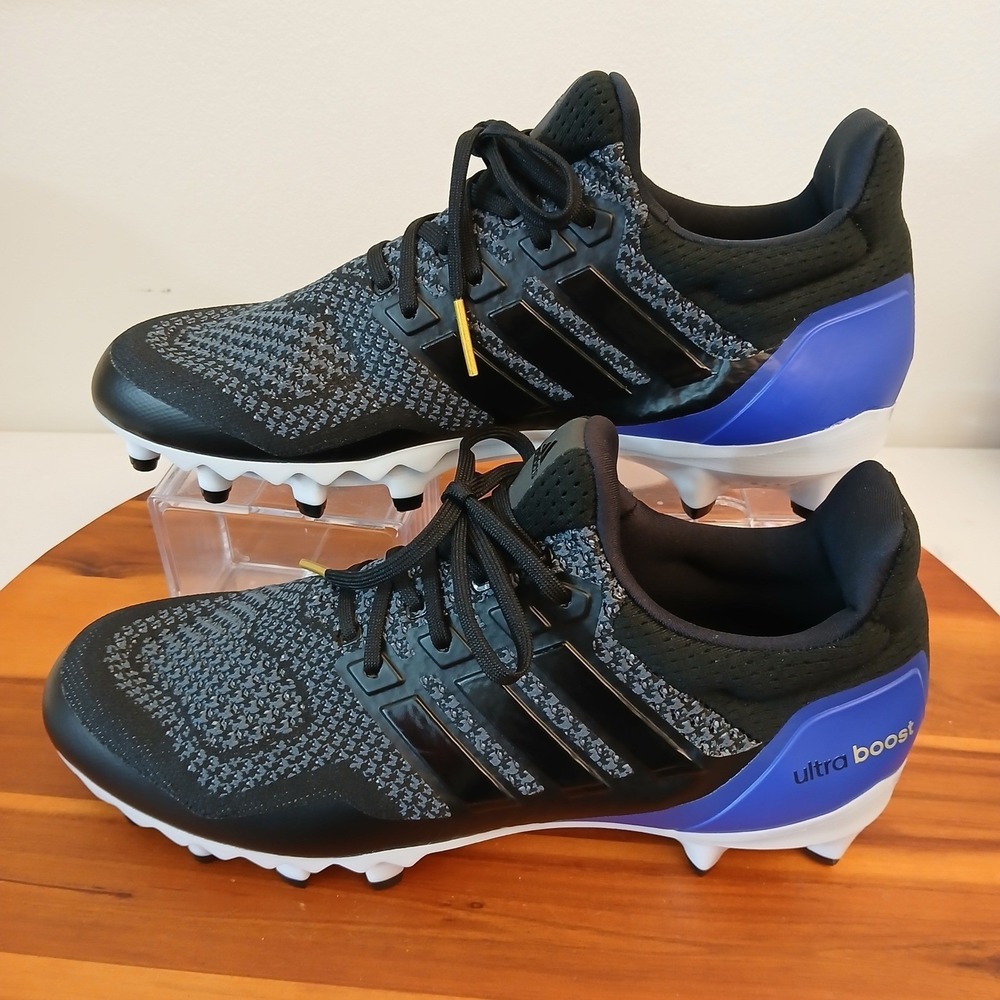 Adidas Ultraboost Cleats Mens 9.5 Black Blue Football Shoes Sneakers JP7410